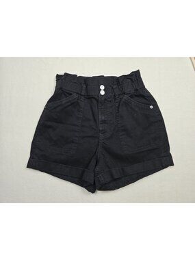Express Black Shortie XS Super High Rise Denim Shorts Paper Bag Waist